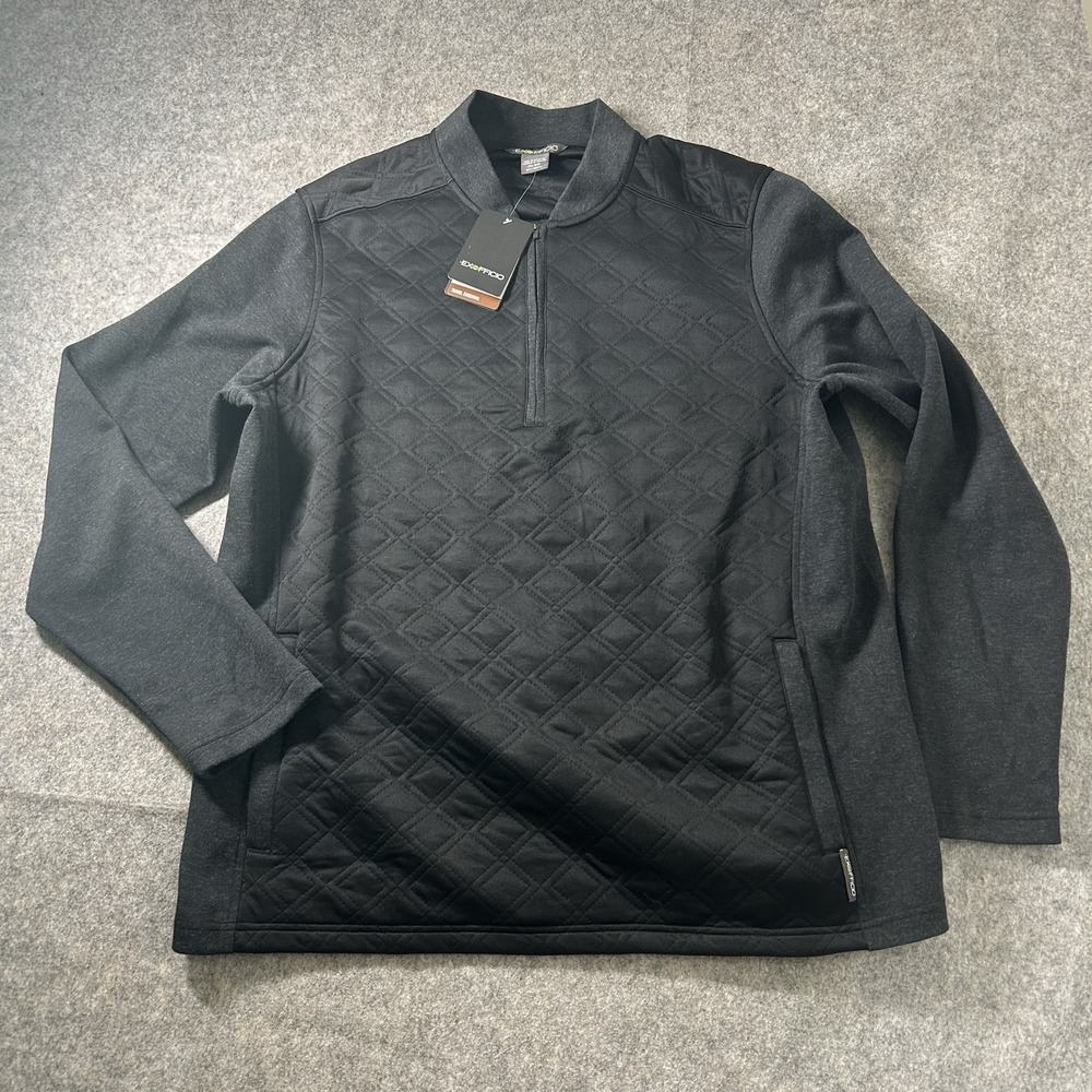 ExOfficio Sweatshirt Mens 2XL Harwood Black Diamond Stitch Pullover 1/4 Zip